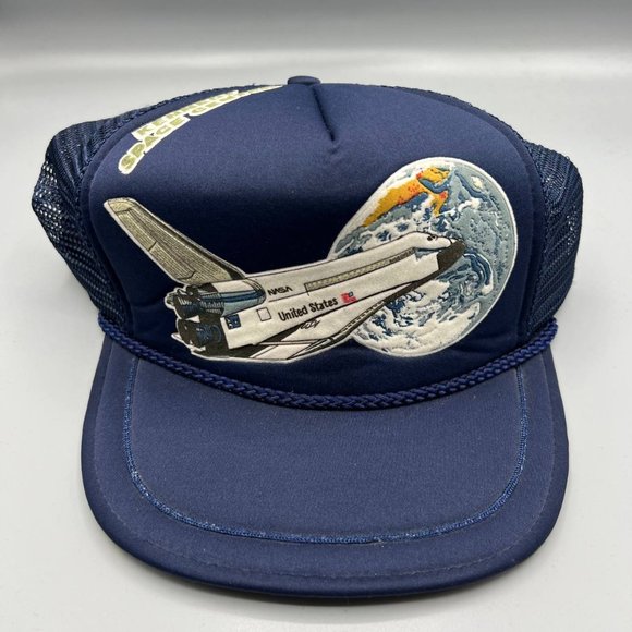Kennedy Space Center NASA‎ Trucker Hat USA Snap back Cap Navy Blue Men - Picture 1 of 8